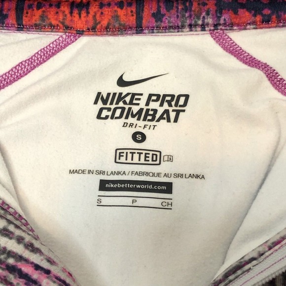Nike Pro Combat Fitted Shirt Womens SMALL Therma Fit 1/4 Zip Pullover Pink - Picture 3 of 9